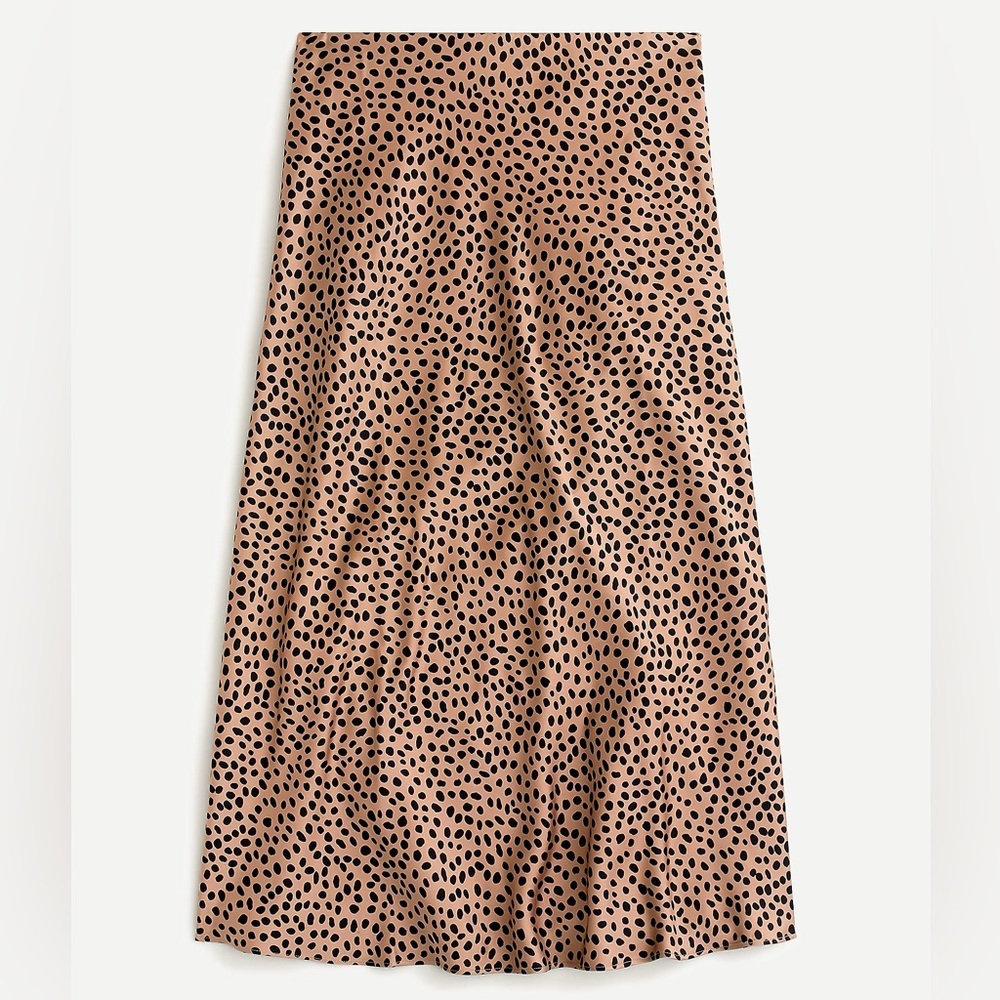 J. Crew Pull-on Midi‎ slip skirt in leopard dot